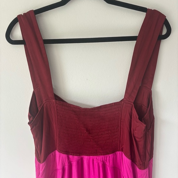 Maeve Sleeveless Seamed Slip Midi Dress Pink Satin Feminine Anthropologie - Picture 9 of 13